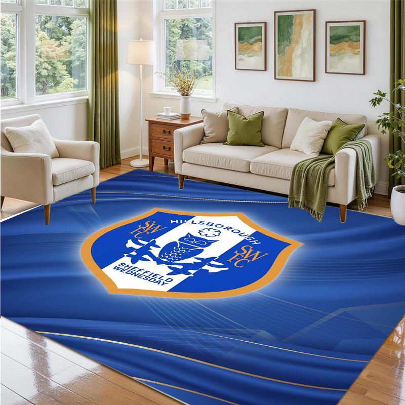 Sheffield Wednesday Design Crystal Velvet Rug Soft Decorative Mat for Bedroom Entrance