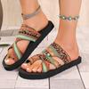 Fashion Women Slippers Fashion Platform Open-toed Sandals Colorful Tribal Pattern Slippers Summer Beach Shoes Women Home Slides Women