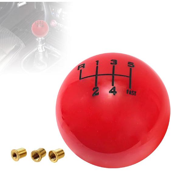 

RYANSTAR RACING Weighted Aluminum Shift Knob 200g, Black/Red Inlay 6 Speed Manual Gear Shifter Ball, Classic 3/8-16 Thread Compatible with Hurst Universal red
