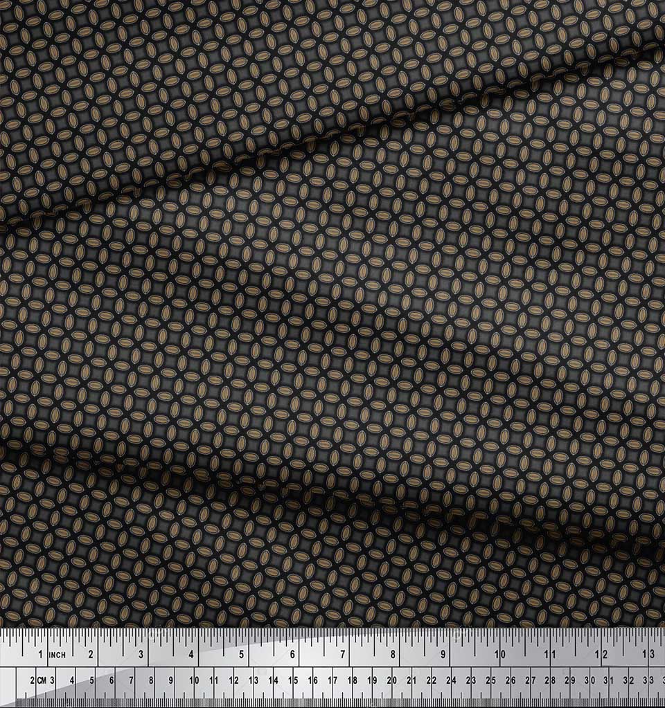 Soimoi Blue Japan Crepe Satin Fabric Semi Circle Geometric Print Fabric by the Metre 42 Inch