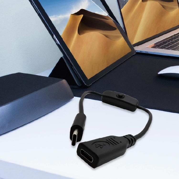 30cm Type C Extension Cable with Convenient Switches USB C Charging Cable Upgrades for Safe & Flexible Device Connection