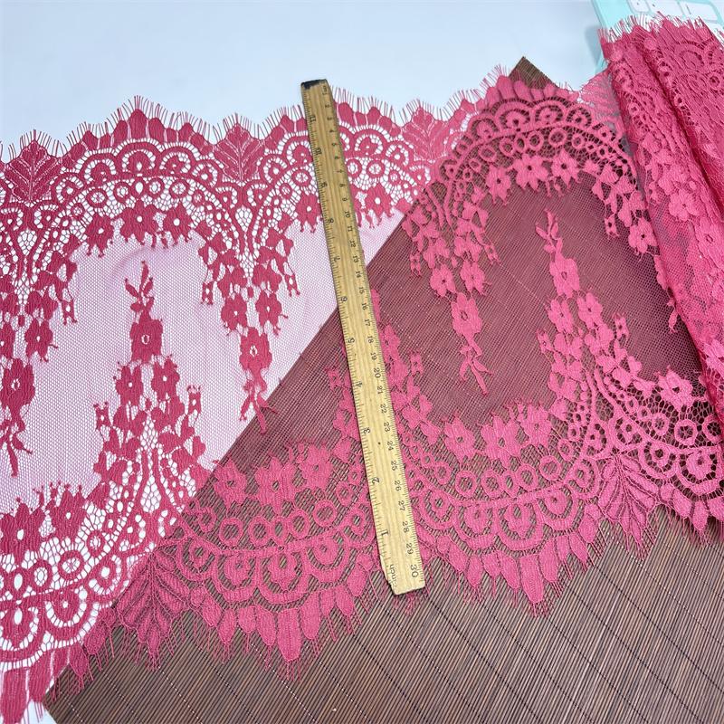 3m x 34.5cm Dark Pink French Chantilly Lace, Inelastic Eyelash Lace Fabric  for Sewing, Bra, Underwear, Lingerie, Dress, Garment, Crafting