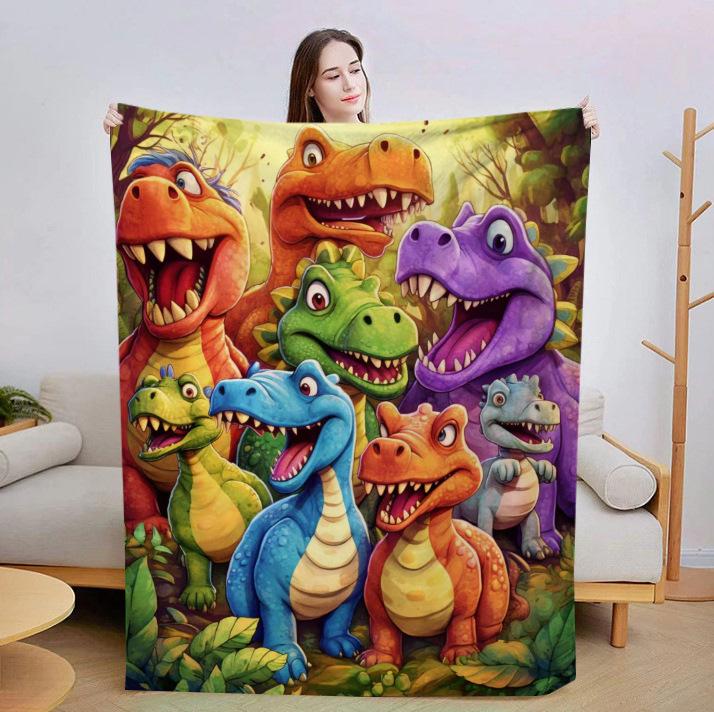 Exkluzivní flanelová deka s dinosaury - Digitální potisk & Potah na klimatizaci