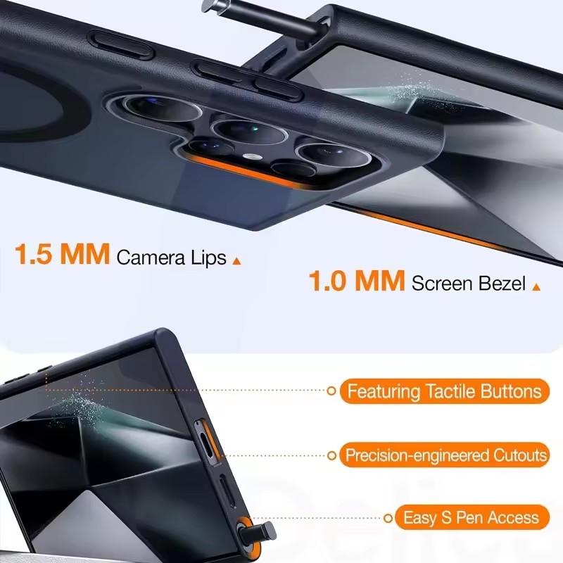 Magnetic Magsafe Mobile Phone Case with Kickstand for Samsung Galaxy S25 S24 S23 Ultra S22 Plus Cover Stand Cases with Holder
