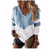 Pullovers Women Sweaters Long-sleeved Autumn Winters V Collar Loose Color Matching Sweaters Women Fashion OLN6057