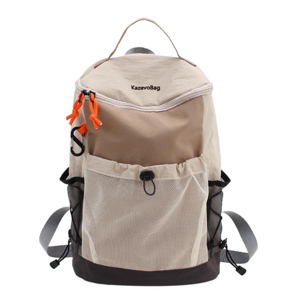 Multiple Pockets Travel School Bag with Drawstring Large Capacity Outdoor Backpack Lightweight Nylon Hiking Backpack