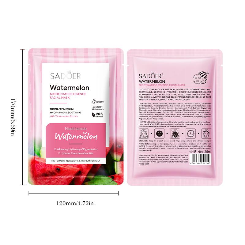 3pcs Watermelon Niacinamide Essence Mask 25ml Hydrating Moisturizing Mask Skin Care Products