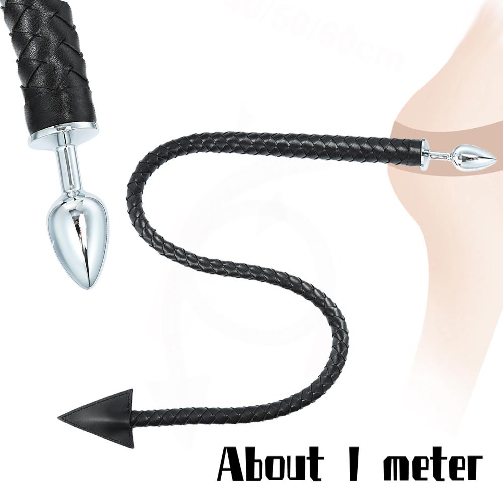 Bdsm Metal Anal Plug Leather Whip Anální masážní anální kolík Masážní anální kolík Sex Tails Fetišské sexuální hračky pro dospělé pro ženy Muži Gay