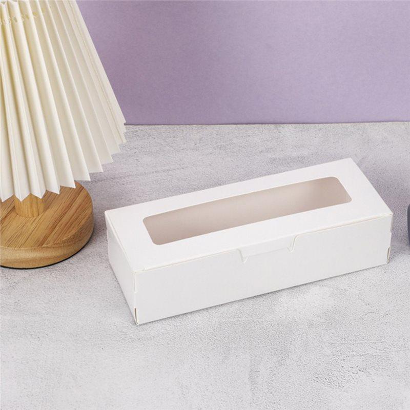 A74E-Paper Packaging Boxes Transparent Window Macarons Wedding Birthday Party Gift Box White