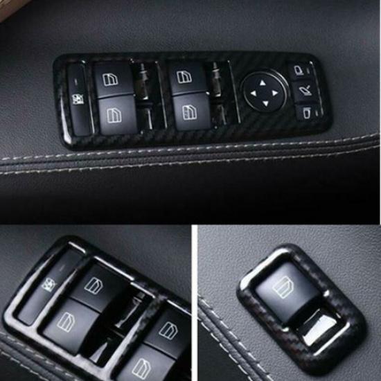 Carbon Fiber 4X Car Window Switch Panel Cover Tirm For Tesla Model X 2019-2021