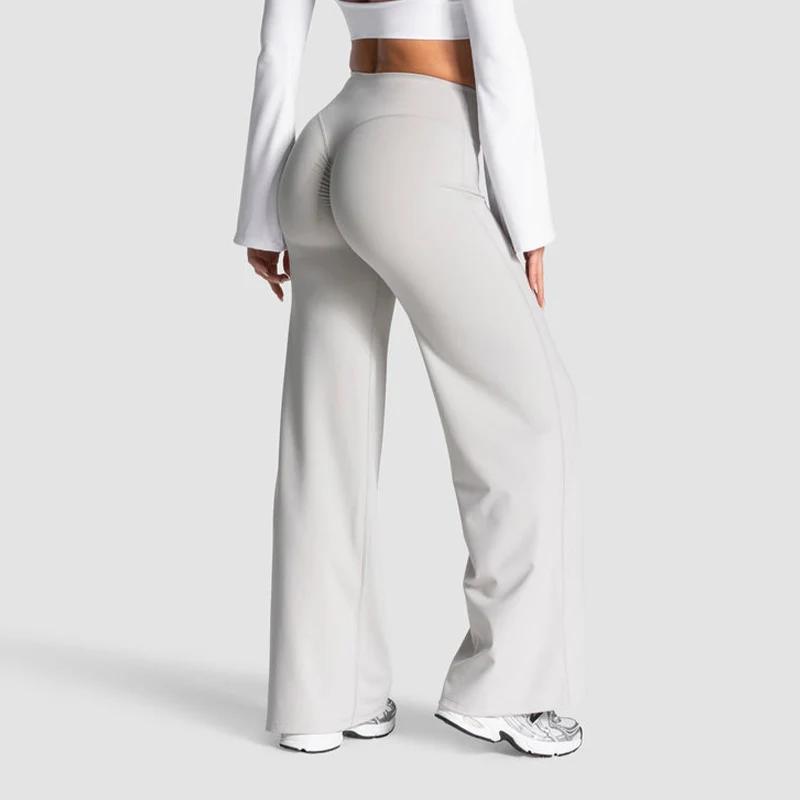 High-Waist Shaping Flared Straight-Leg Pants for Curvy Figures, Wide-Leg Tight Fitness Pants for Yoga, Jogging and Upper Body Exercise