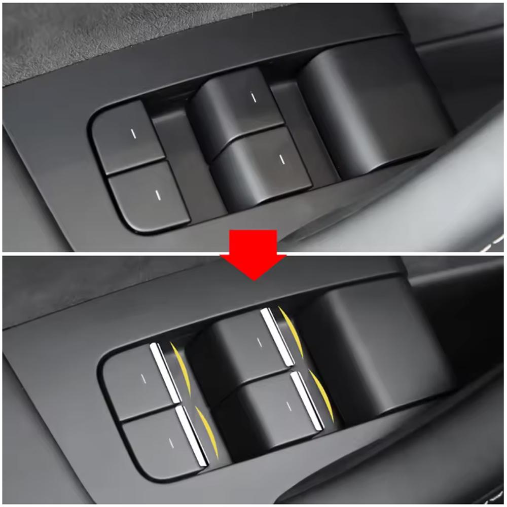 7pcs Car Window Switch Button Cover for Tesla Model Y/3/3+ Highland 2026-2026 Window Lift Button Patch Trim Car Accessories