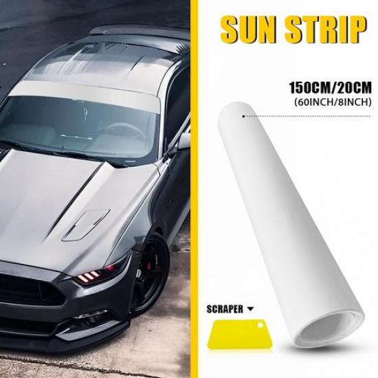 Car Window Sun Visor Strip Tint Film Front UV Windshield Shade DIY 60*8" White