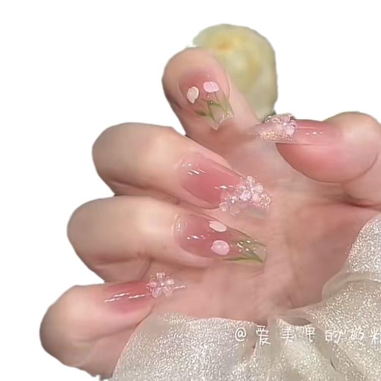 Pure Handmade Phototherapy Henna Sea Wear Nail Finished Cat Eye Nail Patches Show Whiteness