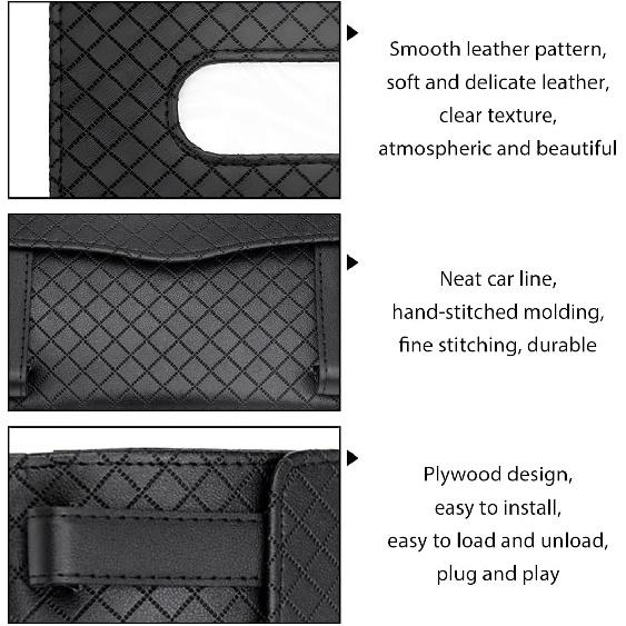 Car Tissue Holder, Leather Sun Visor Hanging Napkin Holder with Tissue Refill, Clip-On Visor Mask Dispenser Premium Paper Towels Case for Vehicles,