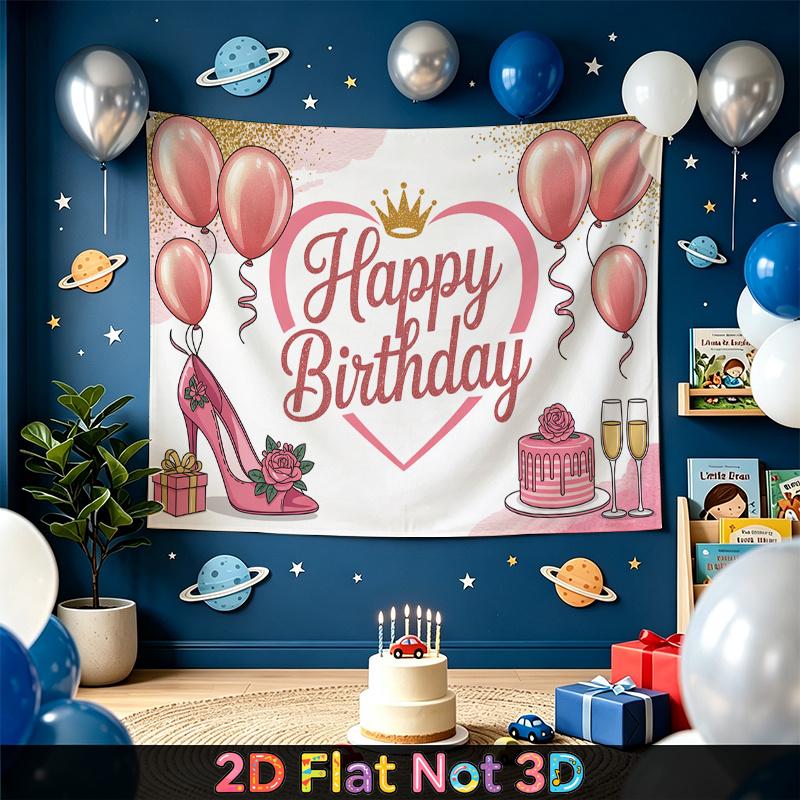 Party Backdrop Birthday Heart Pink Photo Booth Background Front Door Decor