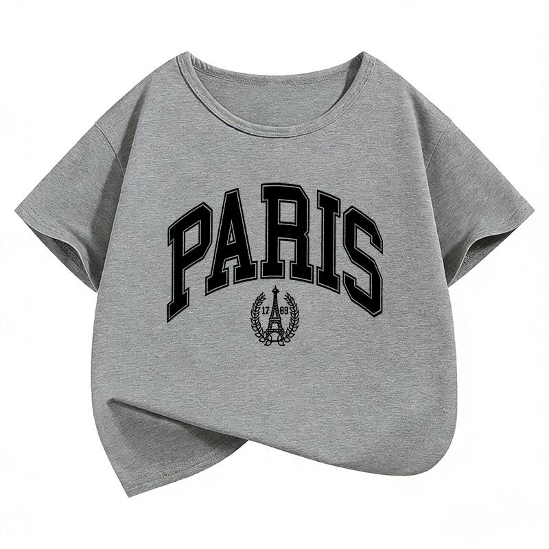 Fashion Paris Design Funny T Shirts Gothic Kids Childrens Tshirt Boys Girls Summer Spring Casual Top Tee Shirt Short Sleeve