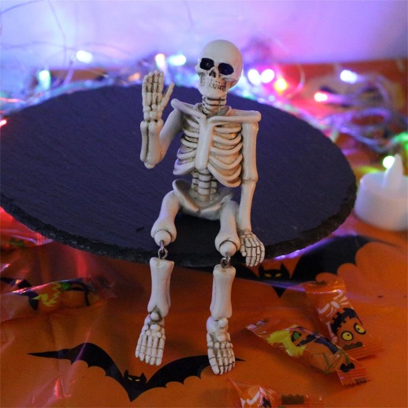 Realistic Waving Skeleton Miniature Figurine Handcrafted Resin Art Ornament Perfect For Halloween Holiday Decors Gift