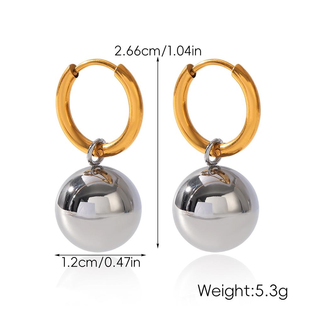 

Stainless Steel Copper Color Ball Dangle Hoop Earrings for Women 18K Gold Plated Two-Tone Statement Zircon Fashion Gifts