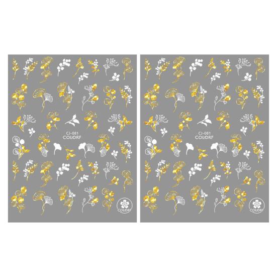 2 Sheets Strong Art Self-Adhesive Sticker Gloss Nail Non-Fading DIY Stickiness Butterfly Maple Leaf Manicure