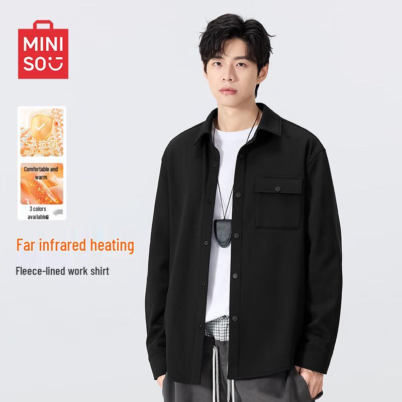 

MINISO Men s Fleece Lined Warm Shirt Jacket L