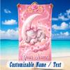 Elephant Theme Beach Towel Personalized Custom Name & Text Soft Quick Dry Beach Towel for Swimming Travel