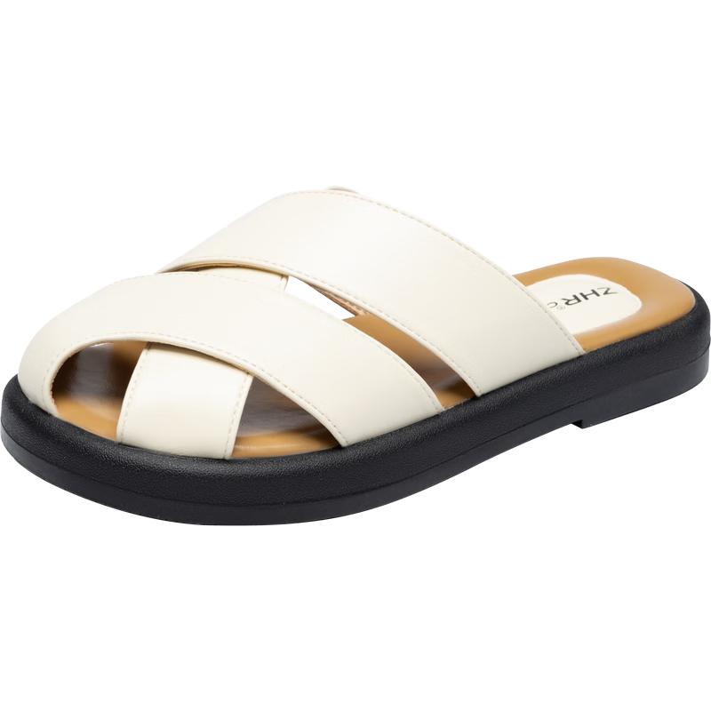 ZHR Women s Cross-Strap Closed-Toe Flat Mules 39