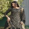 Black & Gold Embroidered Sharara Suit Set