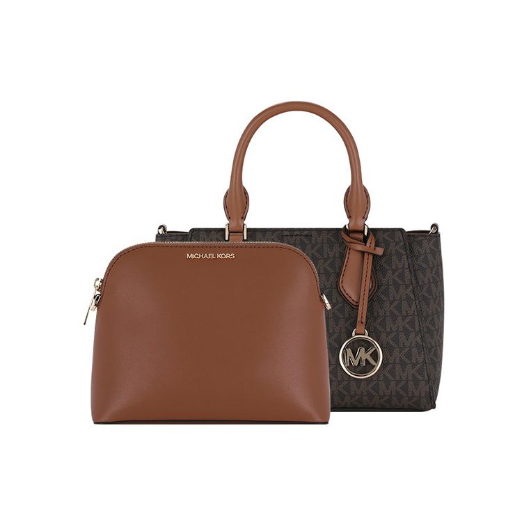

Michael Kors MK Daria Monogram Logo Pendant Vintage Leather Tote Shoulder Crossbody Bag Women bags Brown 35S1GDIC1B-BROWN Basic Set (Bag+Dust Bag)