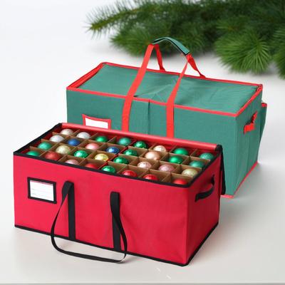 Foldable Oxford Cloth Storage Box with Detachable Compartments for Christmas Balls