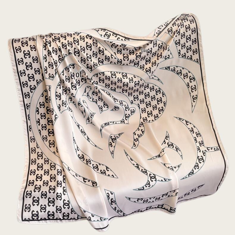 Hangzhou Silk Satin Brocade Scarf 110x110: Versatile Large Silk Feel Shawl for Air Conditioning