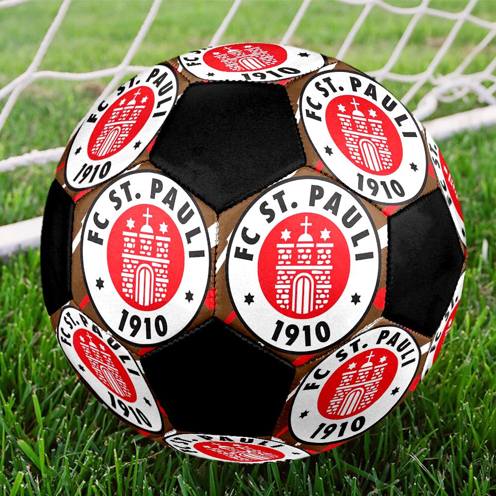 St. Pallone da Calcio a 5 Pauli FC Colorato Cucito a Macchina PVC Misura 5 Pronto per Allenamento di Squadra e Competizione Durevole Rimbalzo Elevato Fantastico Regalo Sportivo