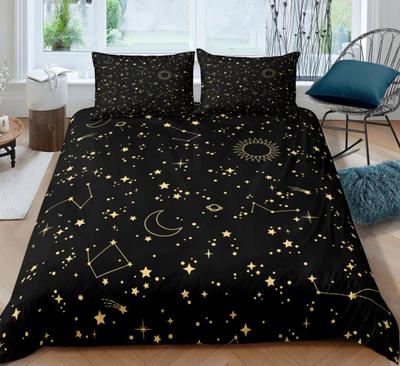 3D Nachthimmel Bettwäsche Set Galaxie Bettbezug Queen King Size Zimmer Deko 3-teiliges Set mit 2 Kissenbezügen Bequem und Weich