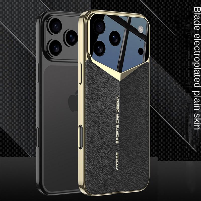 Leather Ultra-Thin Camera Height Enhancement Lens Phone Case for iPhone 17 Pro Max iPhone17 Pro Camera Protect Cover