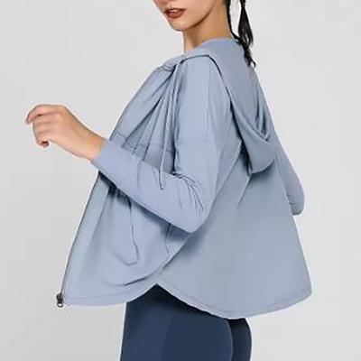 Damen Fitnessjacke Atmungsaktiv Sonnenschutz Sweatshirt Lose Sport Laufjacke Reißverschlussjacke Taschen Gym Mantel Oberbekleidung
