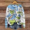 Women's Round Neck Top Printing Thickened Plush Cashmere Warm Long Top