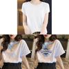 Casual White Cotton T Shirt With 3d Print For Spring Summer Daily Wear