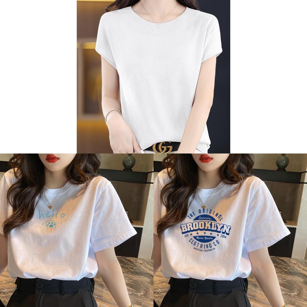 Casual White Cotton T Shirt With 3d Print For Spring Summer Daily Wear