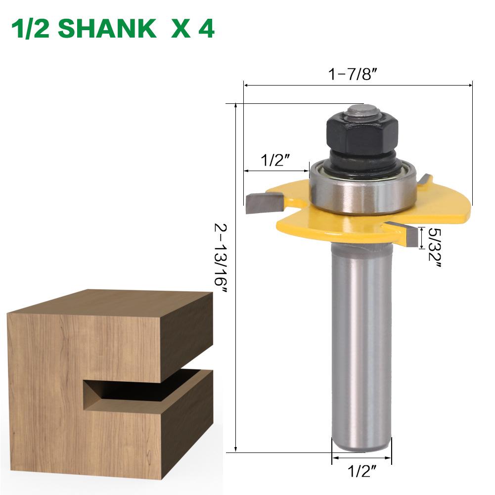 3-Tooth T-Slotting & Rabbeting Router Bit, 4mm Woodworking Cutter