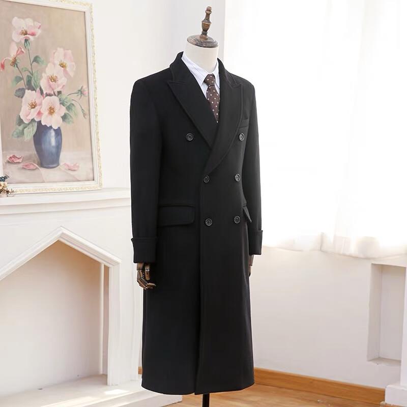 Men's Black Wool Overcoat