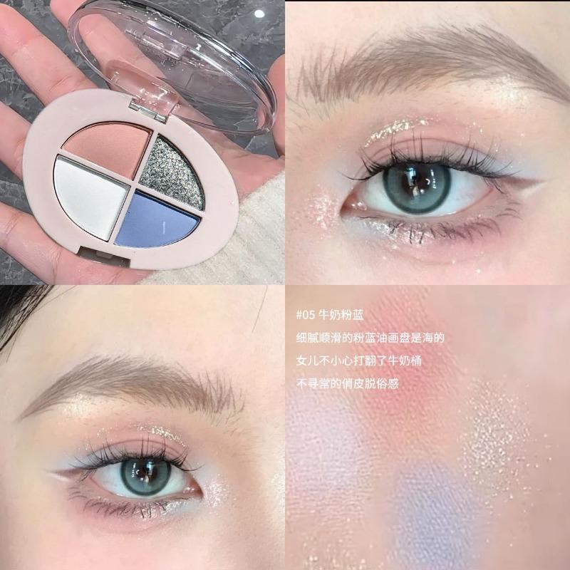 Four Color Eyeshadow Palette Matte Shimmer Glitter Highlight Brightening Eye Cosmetics