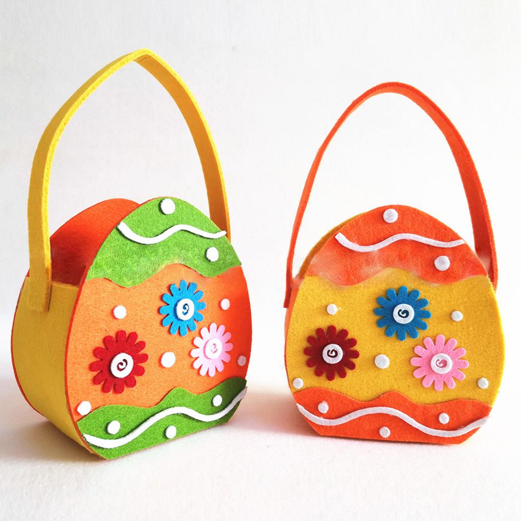 Felt Basket for Kids and Family Holiday Decoration Gift Bag with Carrying Handle Candy Bucket Easters Accessories
