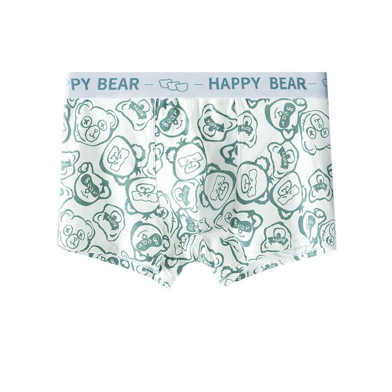 Men's Teen Cotton Boxer Shorts with Bear Print