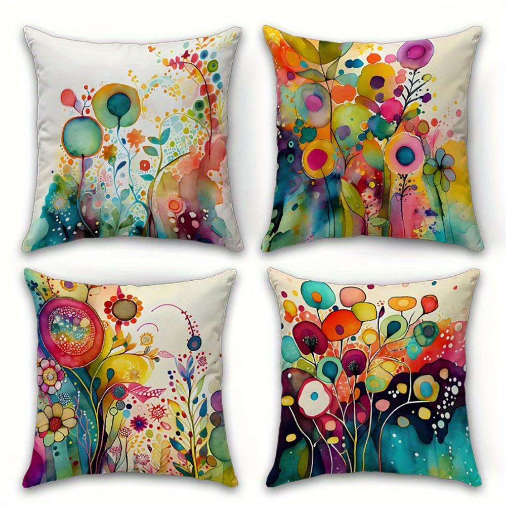 1/4pcs Colorful Floral Patterned Pillowcases Sofa cushion cover home bedroom room decoration