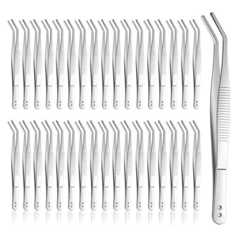 

ABMH-Sewing Machine Tweezer 6 Stainless Steel Tweezers With Curved Serrated Tip- Non-Slip Multipurpose Tool(35 Pcs) срібний
