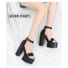 Fashion 14CM Dress Platform Sandals for Women Sexy Rivet Goth Style Block Heels Ankle Buckle Strap Party Shoes with Zipper Open Toe