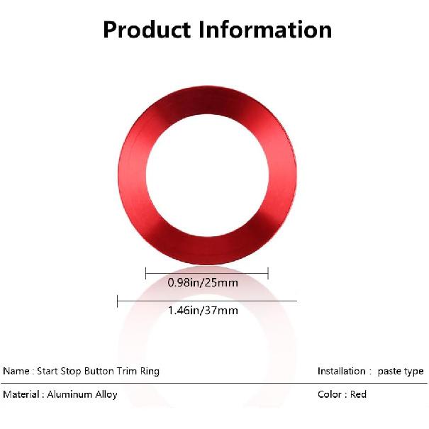 LECART Push Start Button Cover Ring Fit for Jeep Cherokee/Grand Cherokee 2014-2024 Car Accessories Interior Red Decoration Stickers Metal Decal Trim