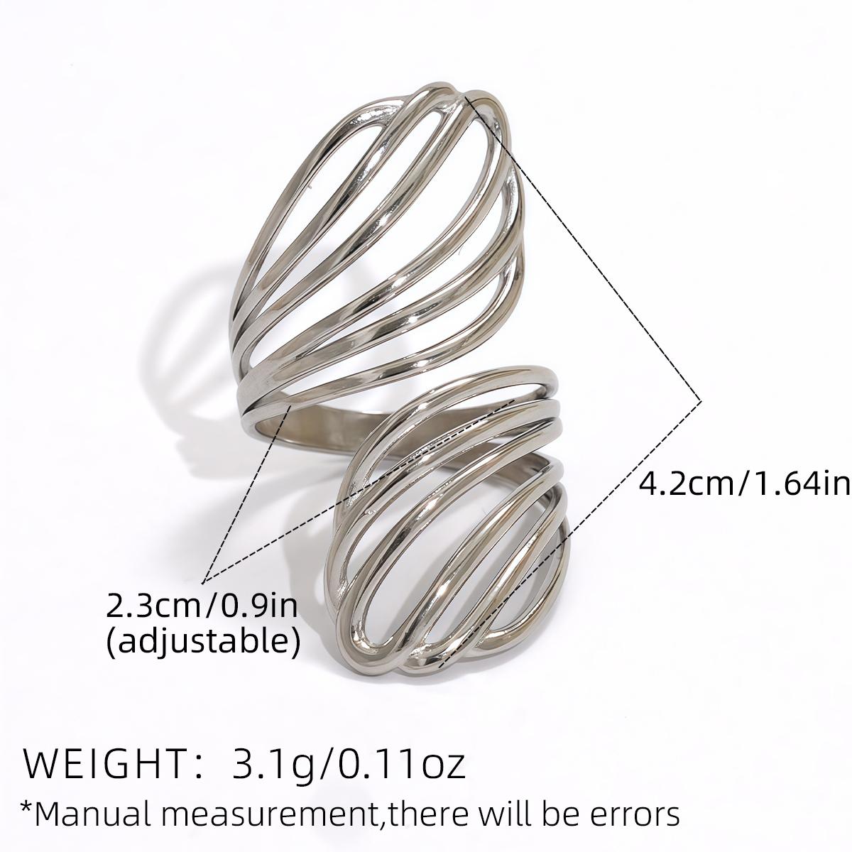 

Stainless Steel Minimalist Irregular Curve Geometric Curved Open Rings For Women Tarnish Free Fashion Unisex Zircon Gift resizable