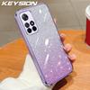 KEYSION Luxury Plating Glitter Phone Case for Xiaomi POCO M4 Pro 4G 5G Transparent Soft TPU Shockproof Back Cover for POCO M4 Pro 5G