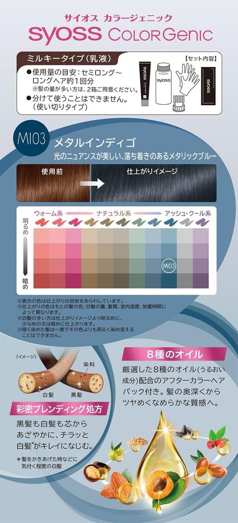 SIOS Colorgenic Milky Hair Color MI03 Metal Indigo (1 color)